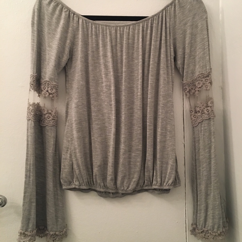 POL Off The Shoulder Lace Inset Blouse Sz XS - Picture 4 of 6
